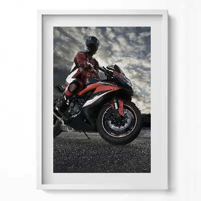 Obraz v ráme Muž na motorke