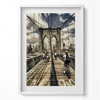 Obraz v ráme Pohľad na Brooklynský most v New Yorku