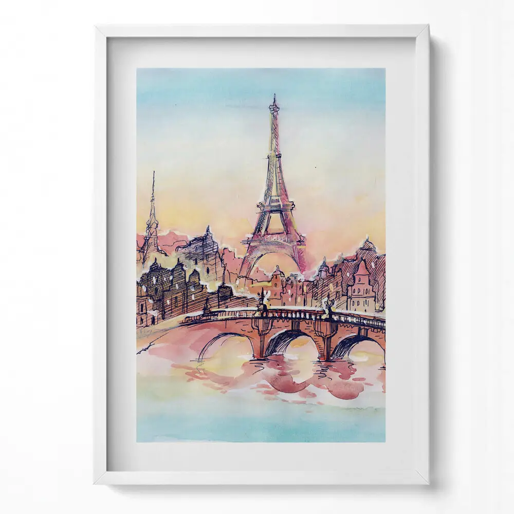 Obraz v ráme Maľovaný pohľad na Paríž