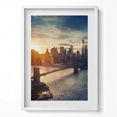 Obraz v ráme New York Manhattan pri západe slnka