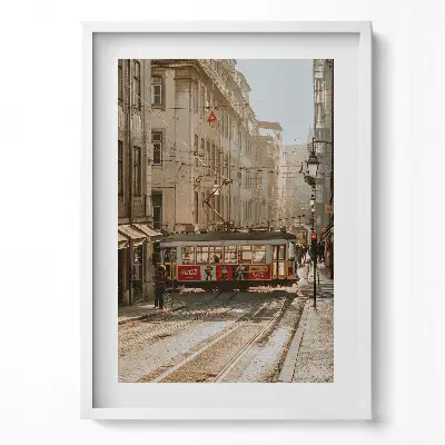 Obraz v ráme Výhľad na Lisabon a električku