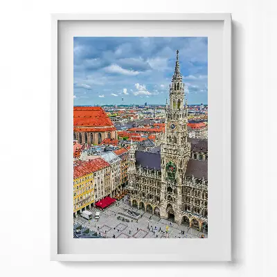 Obraz v ráme Mníchovská radnica na Marienplatz