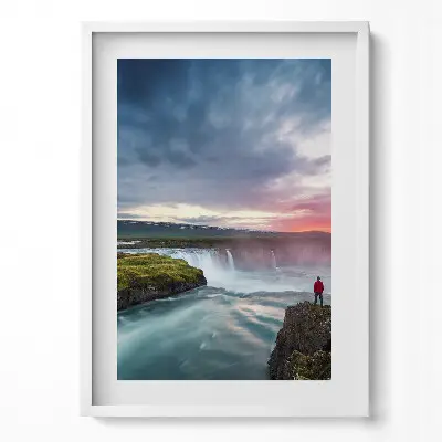 Obraz v ráme Krajina s vodopádom Godafoss