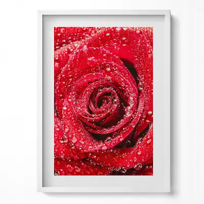 Obraz v ráme Rosa na okvetných lístkoch červenej ruže