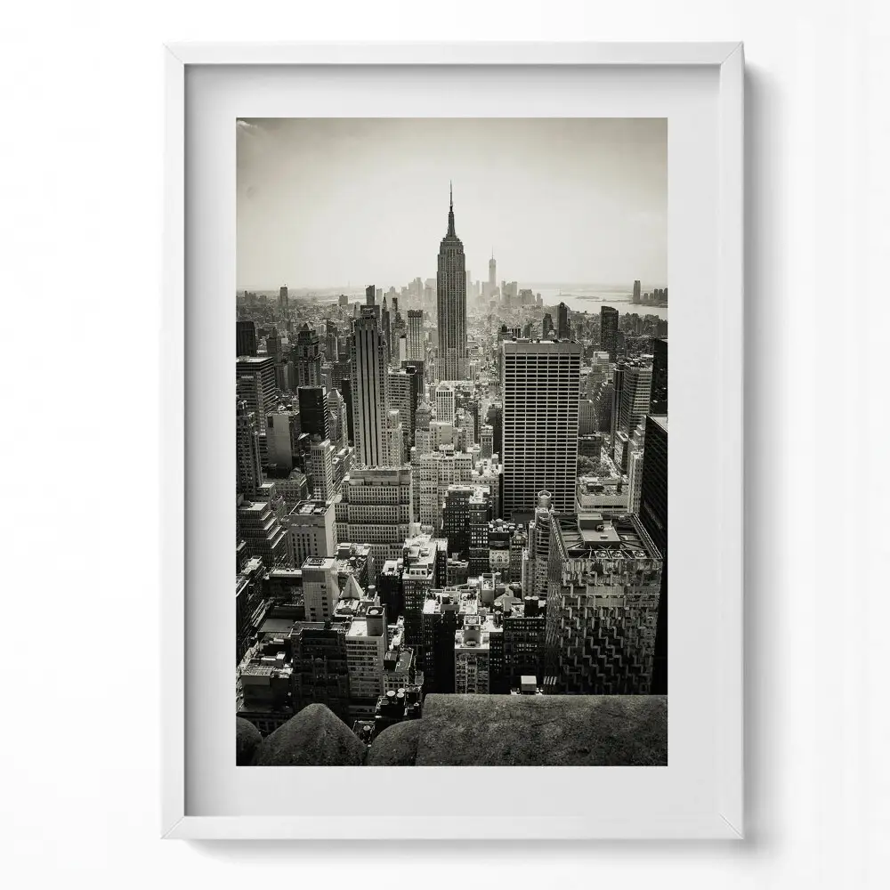 Obraz v ráme Čiernobiela panoráma New Yorku
