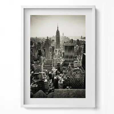 Obraz v ráme Čiernobiela panoráma New Yorku