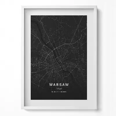 Obraz na stenu v ráme s mapou mesta Varšava