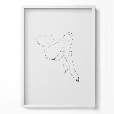 Obraz v ráme s čiarovou grafikou ženského tela