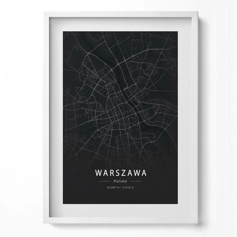 Obraz v ráme Mapa mesta Varšava