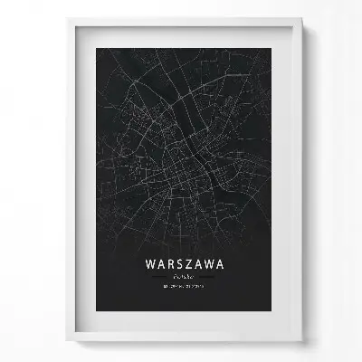 Obraz v ráme Mapa mesta Varšava