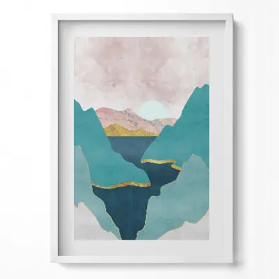 Obraz v ráme Módna ilustrácia hôr a riek