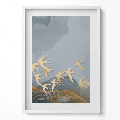 Obraz v ráme Ilustrácia lietajúcich vtákov