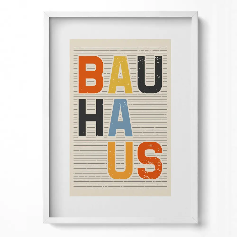 Obraz v ráme Modernistický farebný nápis Bauhaus
