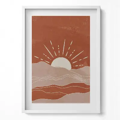 Obraz v ráme s ilustráciou vychádzajúceho slnka