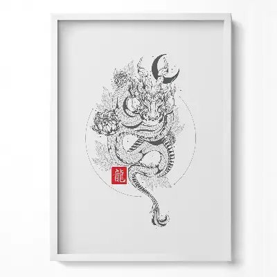 Obraz v ráme Ilustrácia čínskeho draka