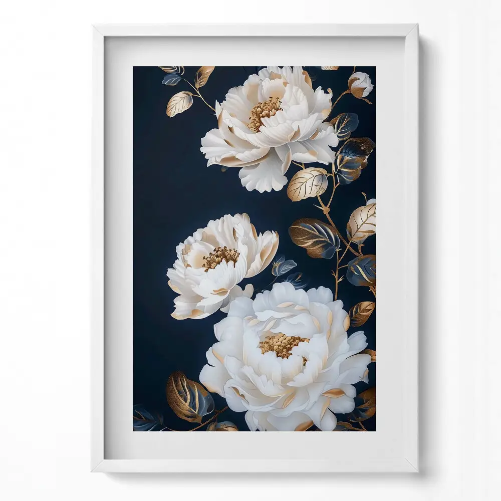 Obraz v ráme Krásne biele kvety