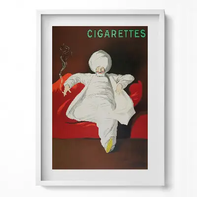 Obraz v ráme Vintage ilustrácia sultána s cigaretou