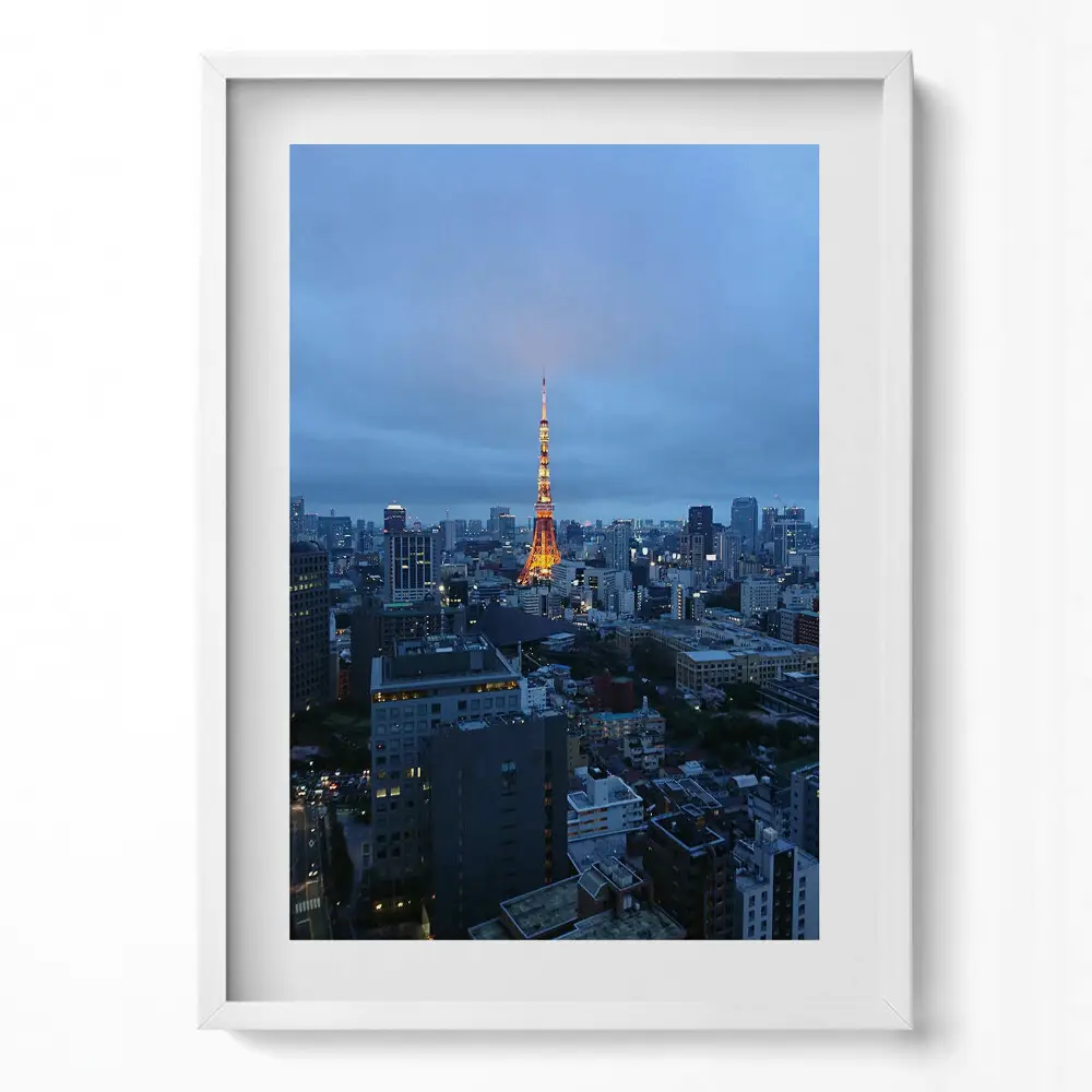 Obraz v ráme Večerná panoráma mesta Tokio