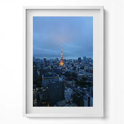 Obraz v ráme Večerná panoráma mesta Tokio