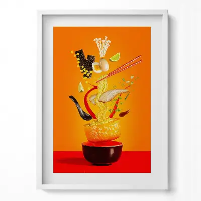 Obraz v ráme s ilustráciou ramen polievky do kuchyne