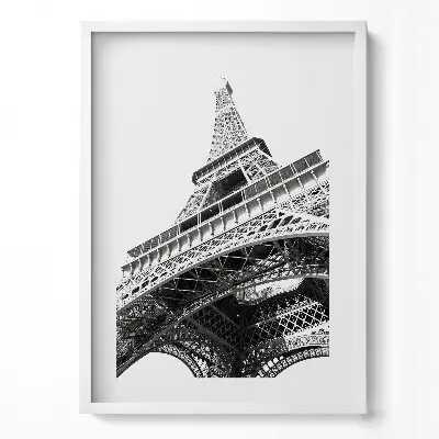 Obraz v ráme Čiernobiela Eiffelova veža v Paríži