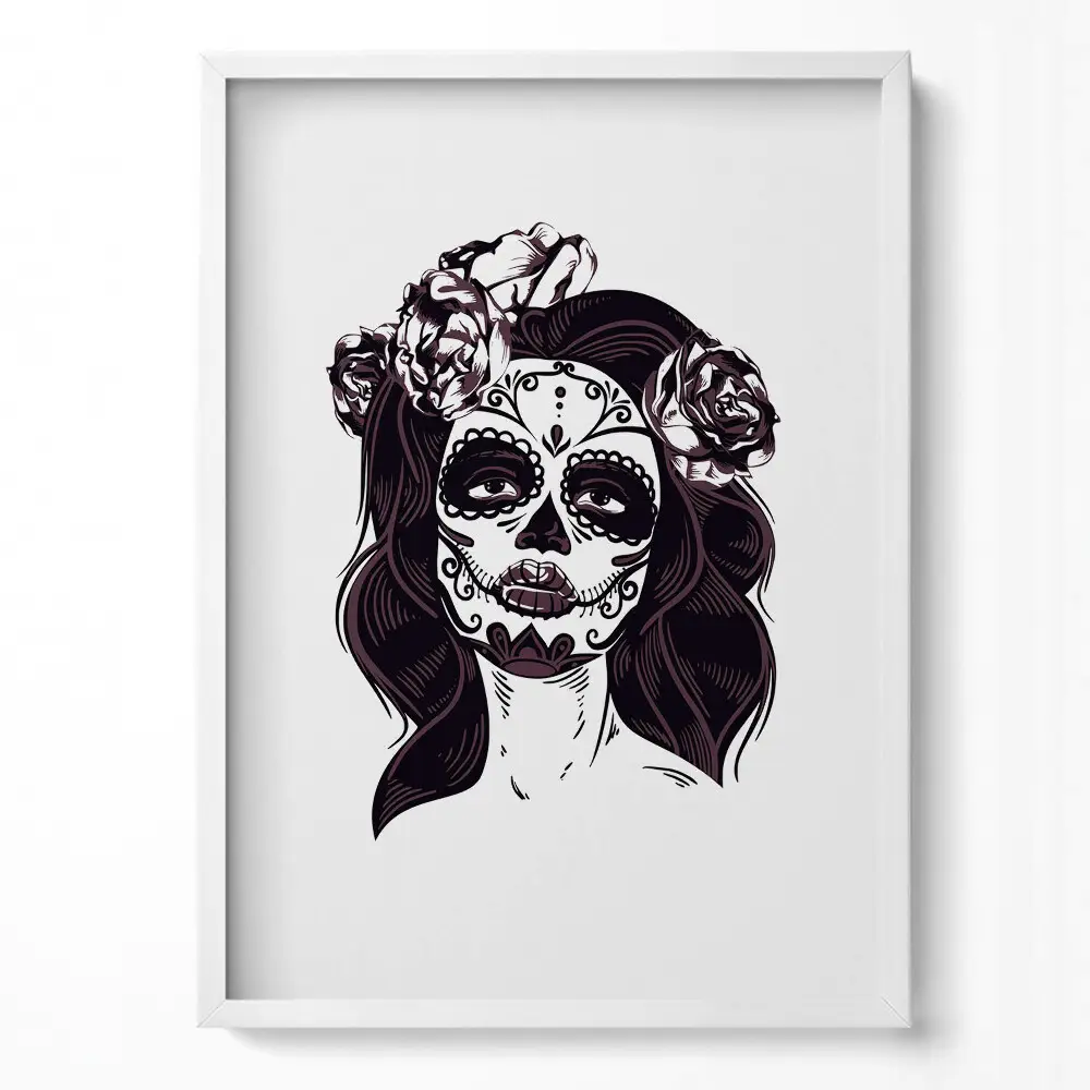 Obraz v ráme s ilustráciou dievčaťa v mexickom štýle