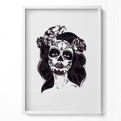Obraz v ráme s ilustráciou dievčaťa v mexickom štýle