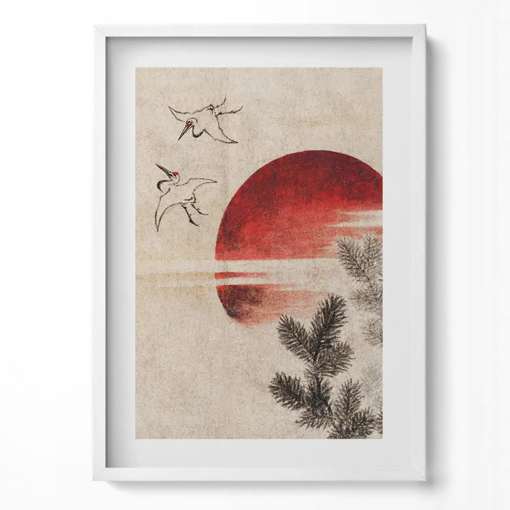 Obraz na stenu v ráme Japonské umenie zapadajúceho slnka