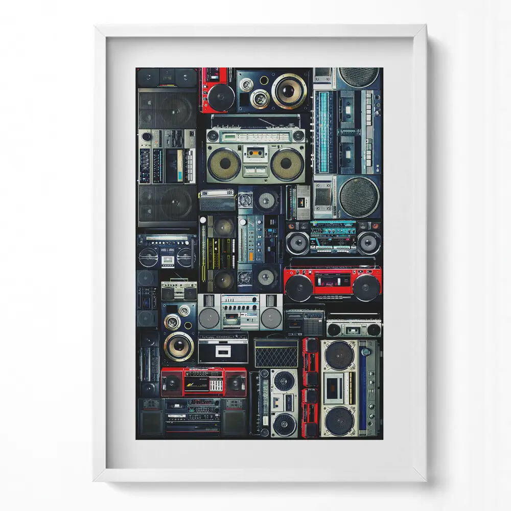 Obraz na stenu v ráme Hudba Vintage boombox