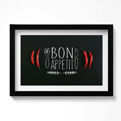 Obraz v ráme s nápisom Bon appetit