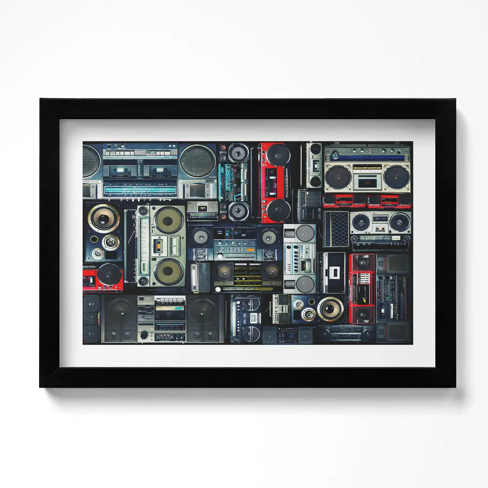 Obraz v ráme Hudba Vintage boombox