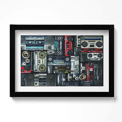 Obraz v ráme Hudba Vintage boombox