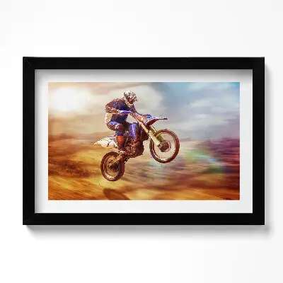 Obraz v ráme Motocyklista v púšti