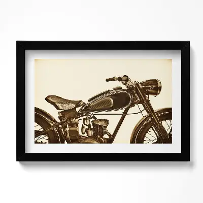 Obraz v ráme retro sépia historický motocykel