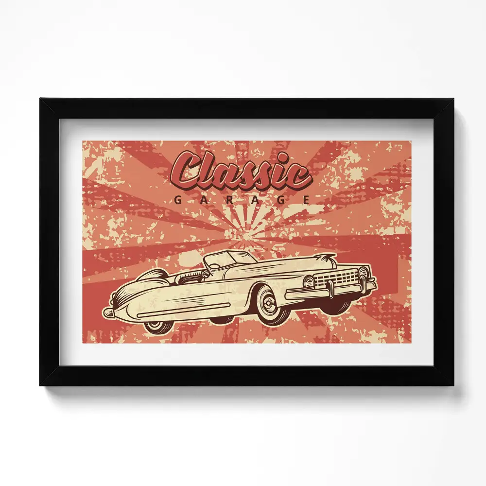Obraz v ráme Grunge Vintage Retro auto