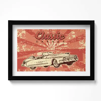 Obraz v ráme Grunge Vintage Retro auto