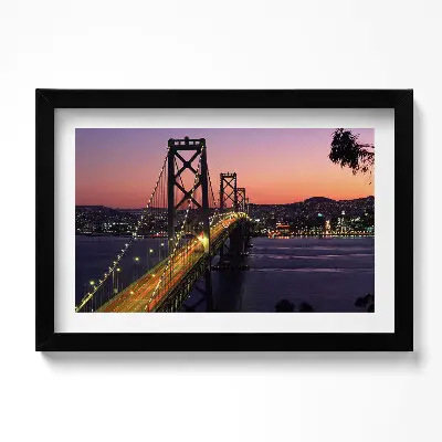 Obraz v ráme Most Golden Gate v San Franciscu pri západe slnka