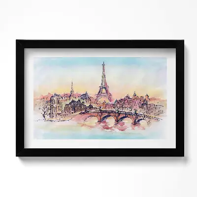 Obraz v ráme Maľovaný pohľad na Paríž