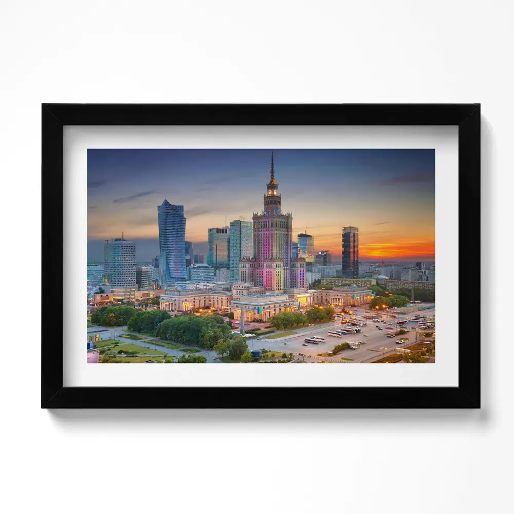Obraz v ráme Panoráma západu slnka vo Varšave