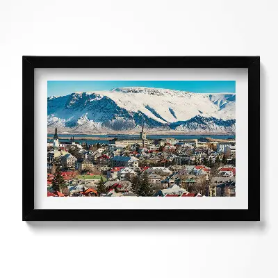 Obraz v ráme Pohľad na Reykjavík na Islande