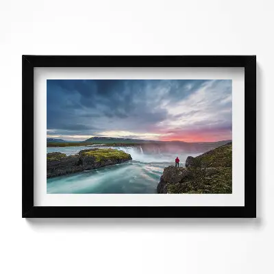 Obraz v ráme Krajina s vodopádom Godafoss
