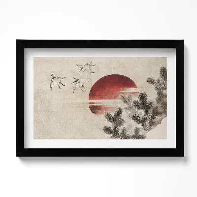 Obraz v ráme Japonské umenie zapadajúceho slnka