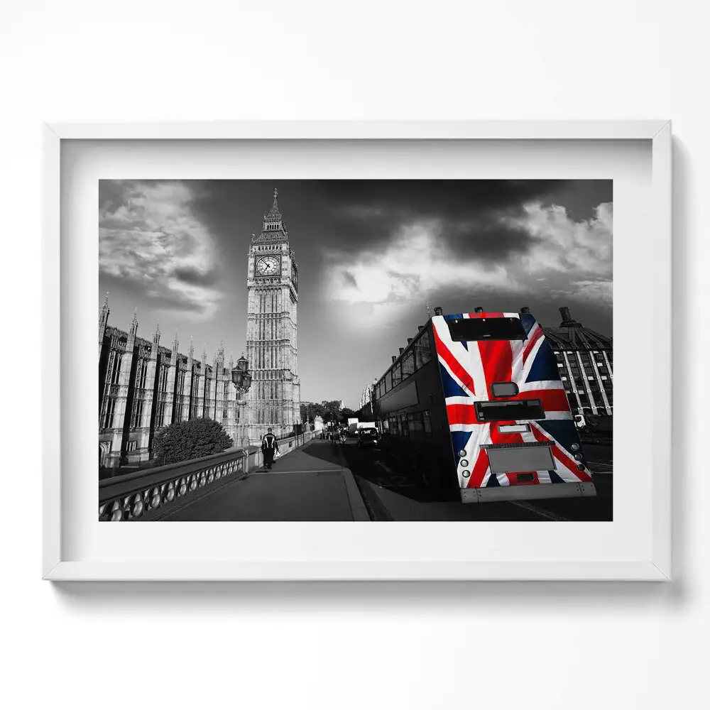 Obraz v ráme Big Ben a londýnsky autobus