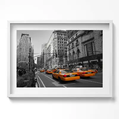 Obraz v ráme Taxislužba na ulici v Manhattane