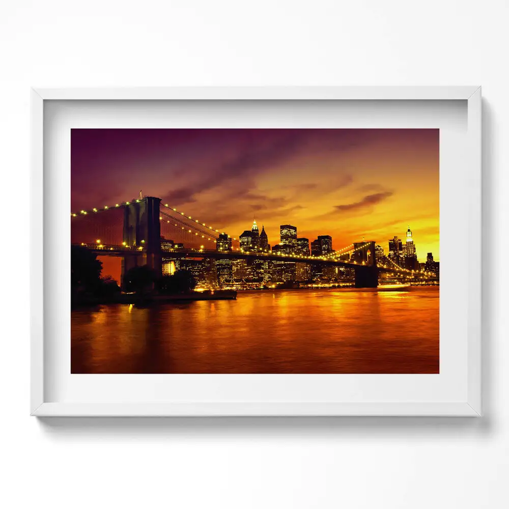 Obraz v ráme Večerný pohľad na Brooklynský most