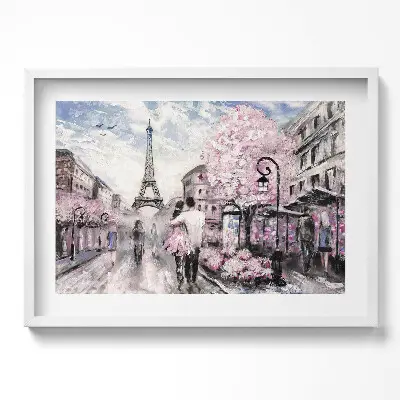 Obraz v ráme Paríž a Eiffelova veža