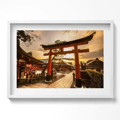 Obraz v ráme Japonská brána s motívom ázijskej architektúry