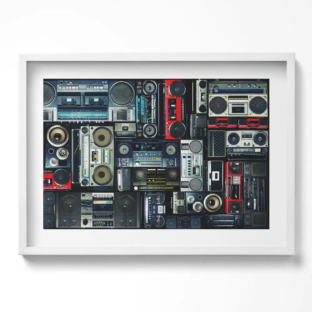Obraz v ráme Hudba Vintage boombox