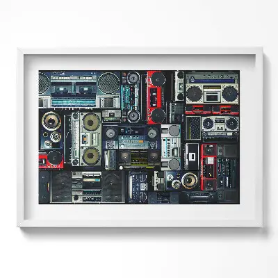 Obraz v ráme Hudba Vintage boombox