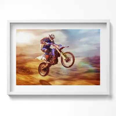Obraz v ráme Motocyklista v púšti
